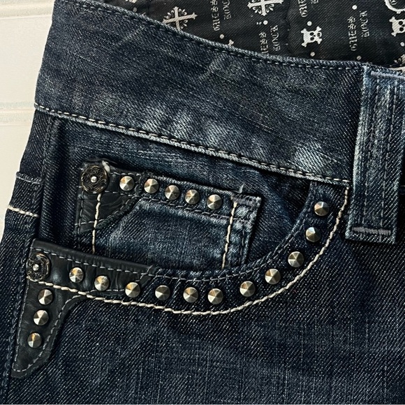 Guess Daredevil Wms Skinny Leg Jean Studded Pkts Front Back Unique Applique Sz28 - Picture 5 of 14